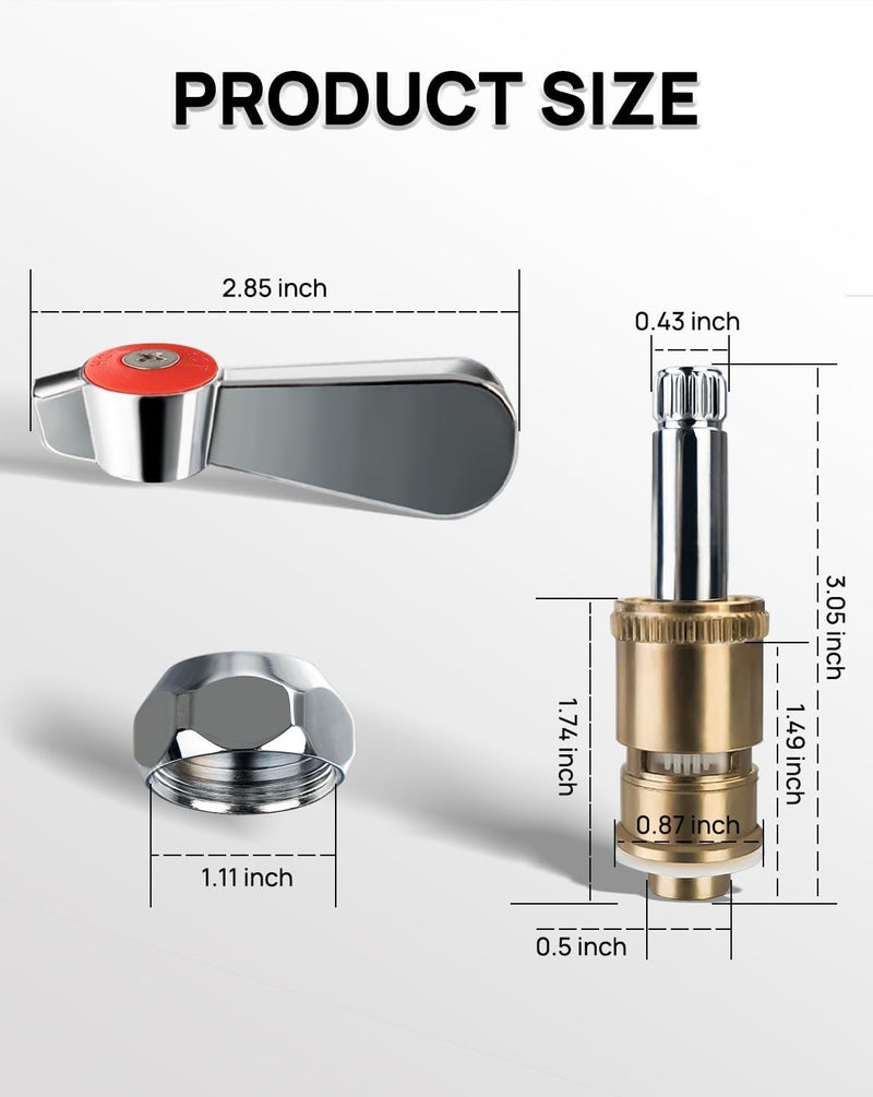 Phivan Lead-Free Brass Handle Stem Assembly Commercial Faucet Parts for Pre Rinse Sprayer Commercial Kitchen Sink Faucet Hot Side Handle Ceramic Cartridge Fits Kitchen, Restaurant, Industrial - Image 2